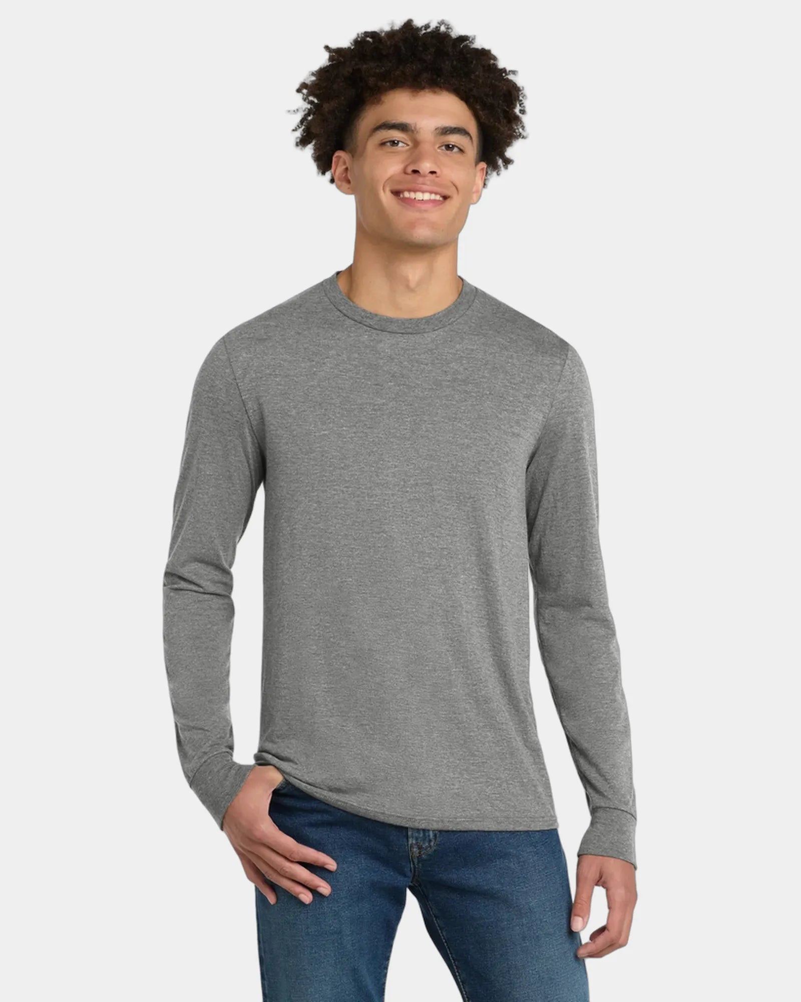 Custom tri-blend long sleeve tee for companies - Grey Frost